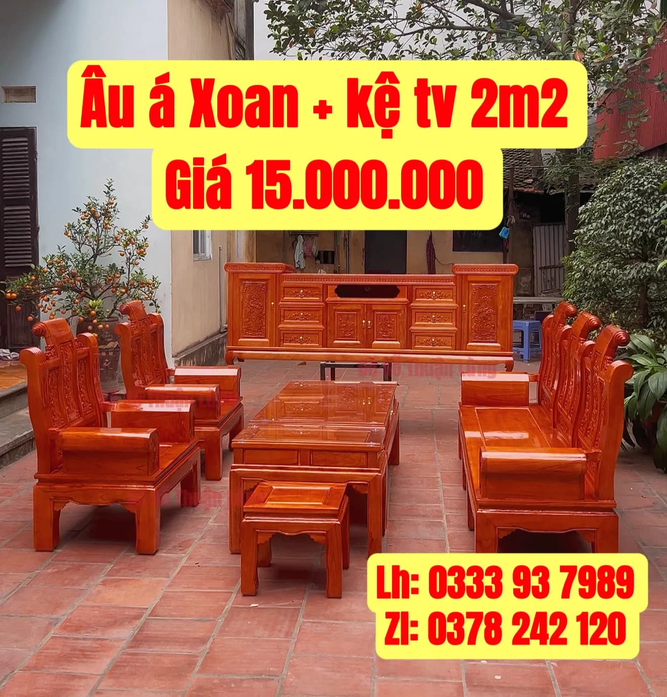 Combo Âu Á Xoan + kệ tivi 2m2